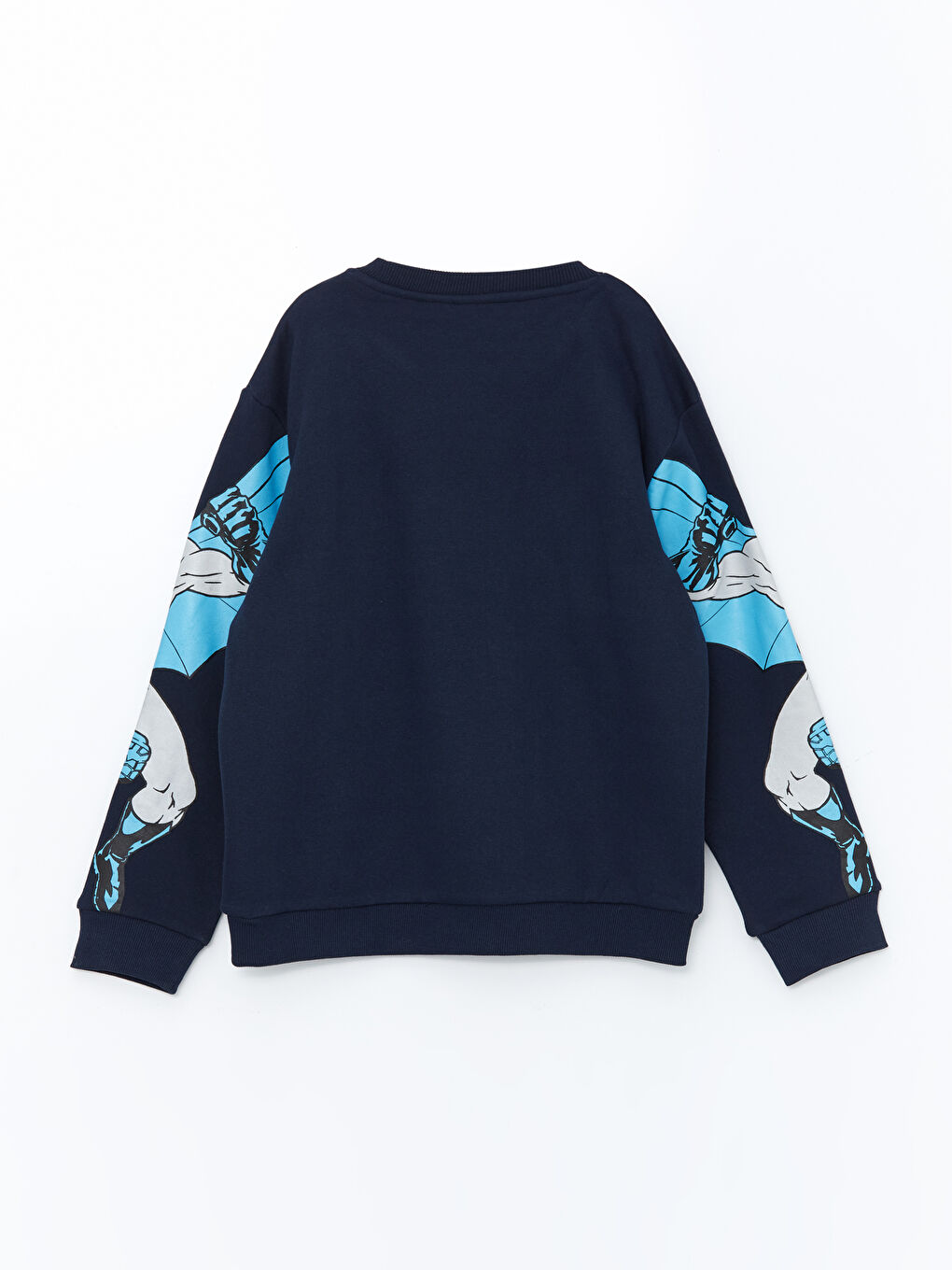 Lacivert Bisiklet Yaka Batman Baskılı Erkek Çocuk Sweatshirt-1