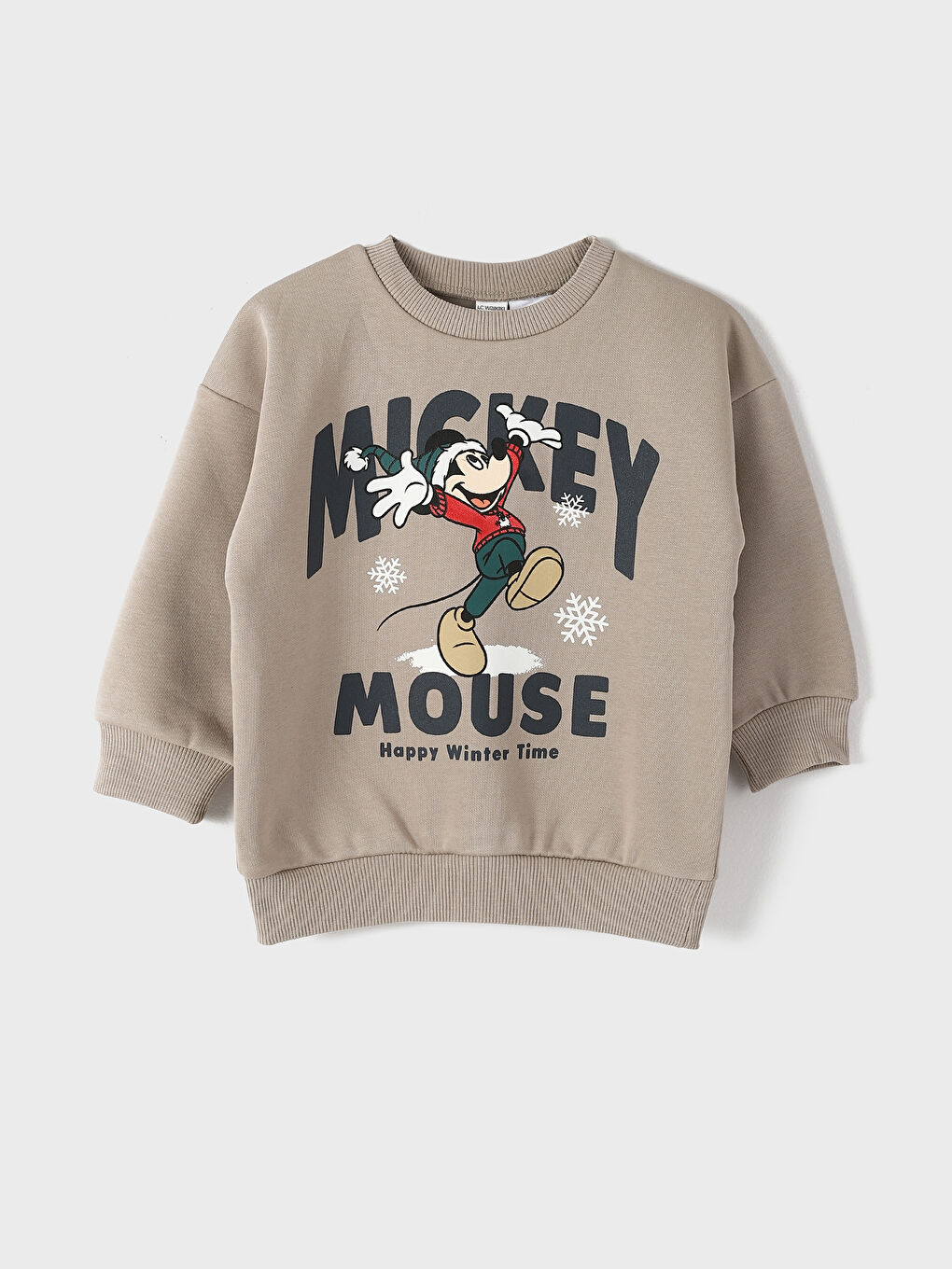 كنزة رياضية برقبة دائرية وكم طويل مطبوعة للأولاد الرضع