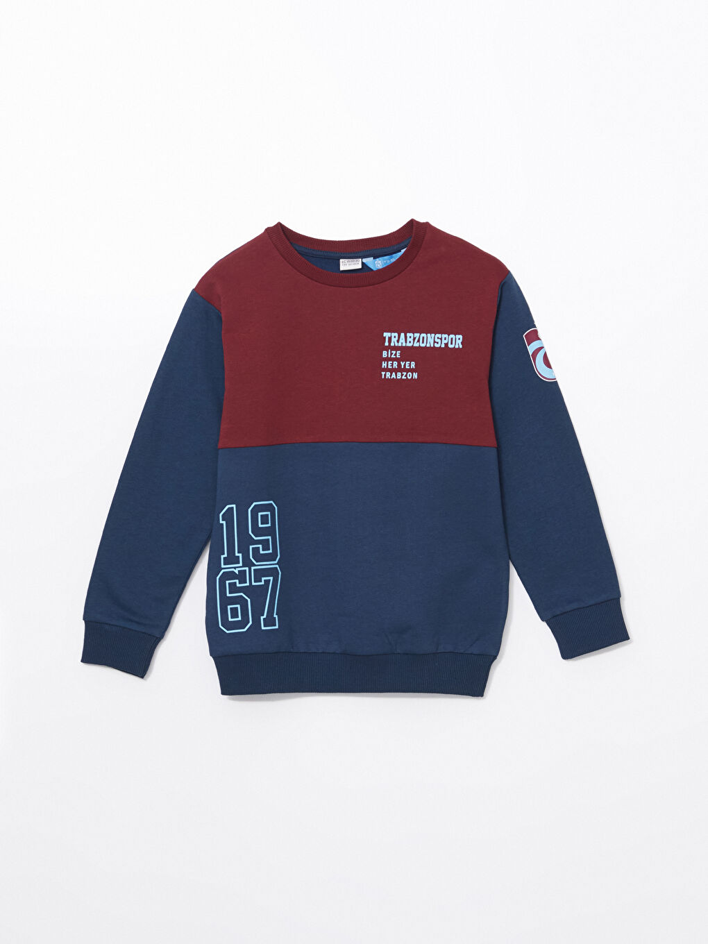 LCW Kids Lacivert Bisiklet Yaka Trabzonspor Baskılı Erkek Çocuk Sweatshirt