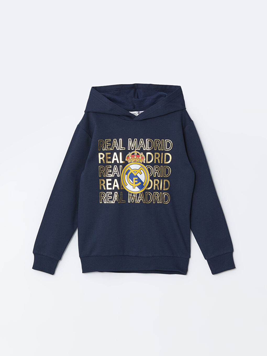 LCW Kids Lacivert Kapüşonlu Real Madrid Baskılı Erkek Çocuk Sweatshirt