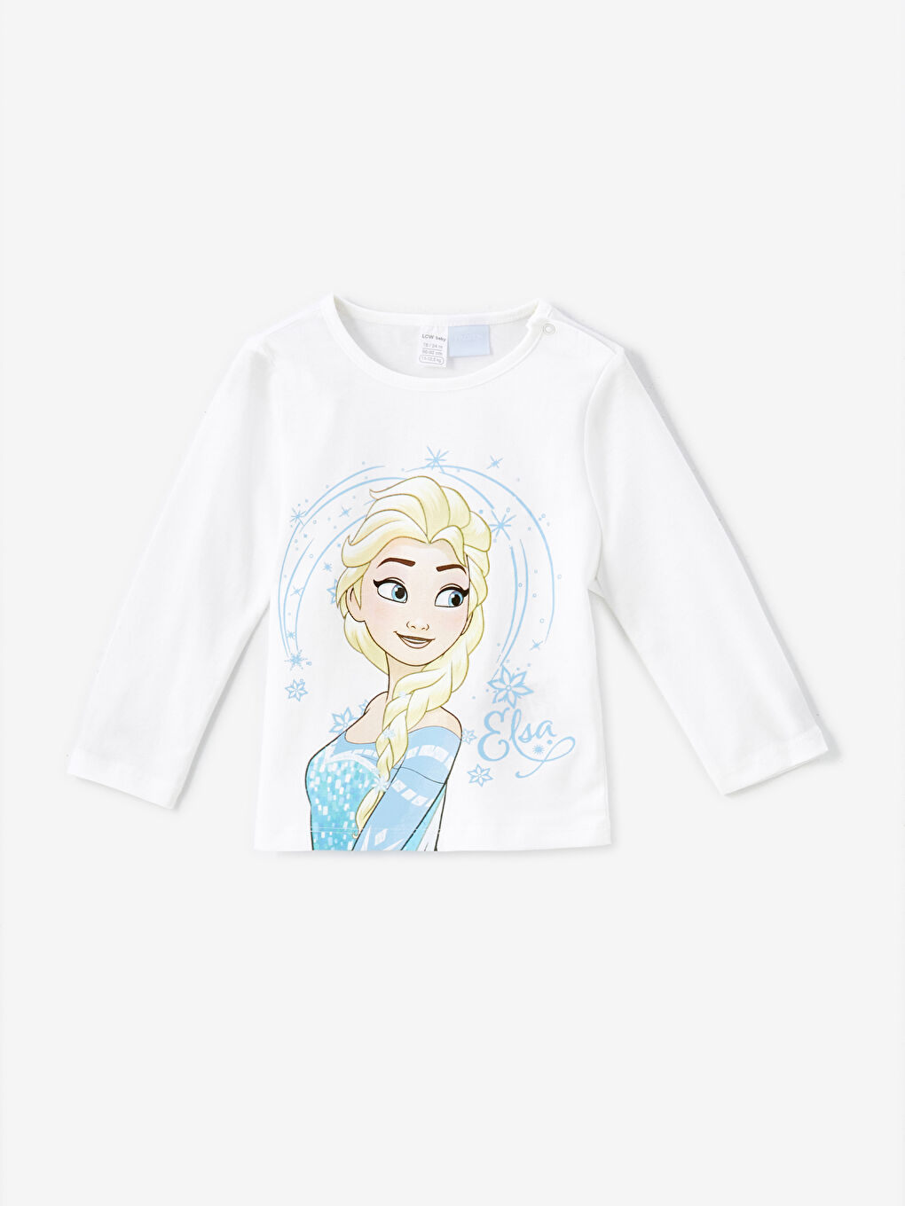 Beyaz Elsa Baskılı Kız Bebek Pijama Üst