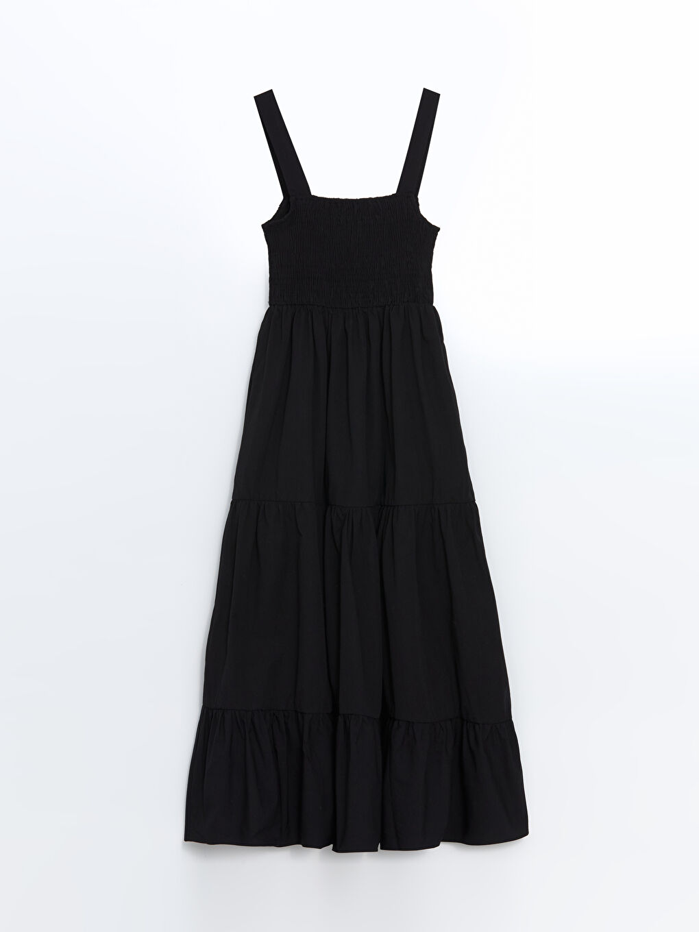 Robe Longue Unie à Fines Bretelles pour Femmes à Col Carré-4