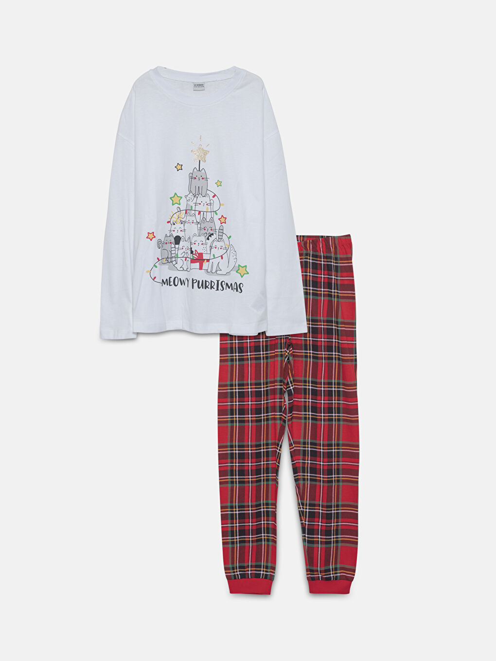 LCW DREAM Crew Neck Christmas Themed Girls' Pyjama Set -W4EO13Z4-Q6K