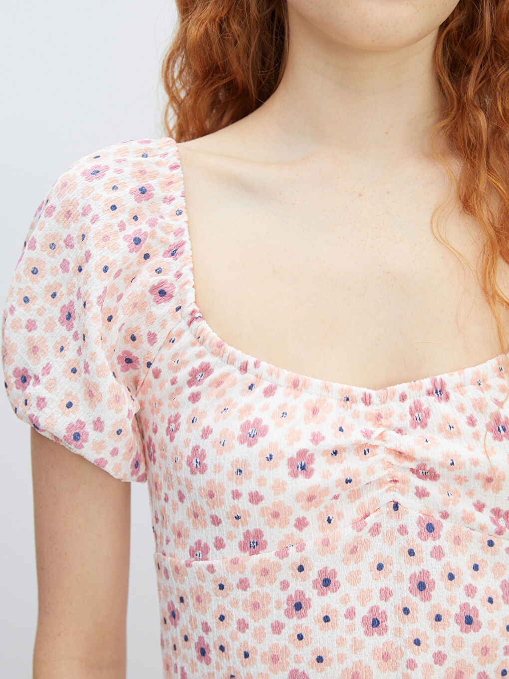 فستان نسائي مزهر بياقة مربعة-2