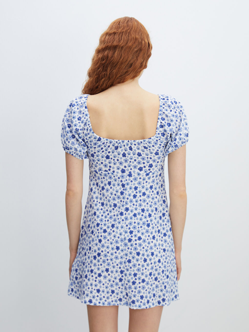 Square Collar Floral Women's Dress -W4EO14Z8-SZK