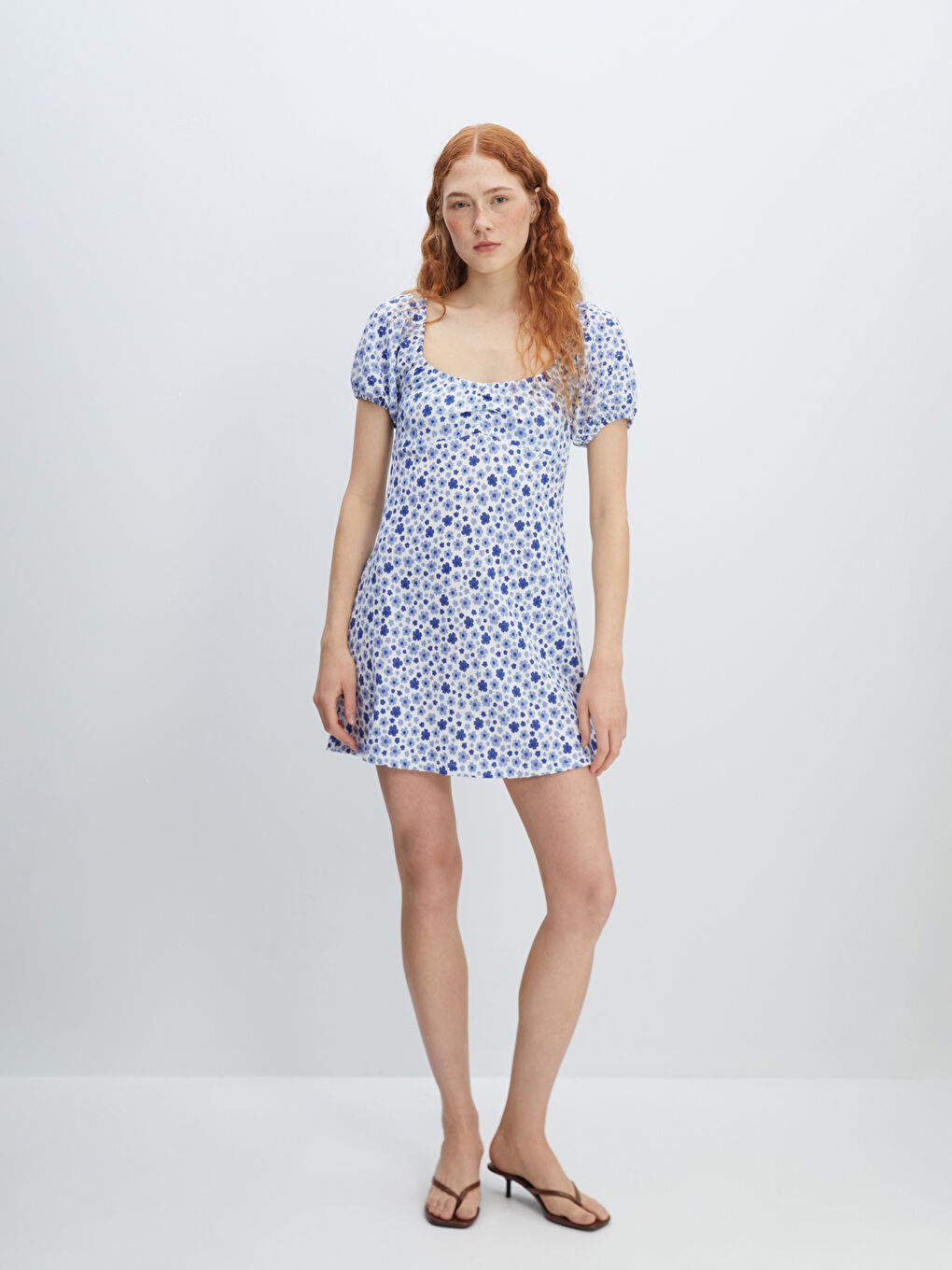 Square Collar Floral Women's Dress -W4EO14Z8-SZK