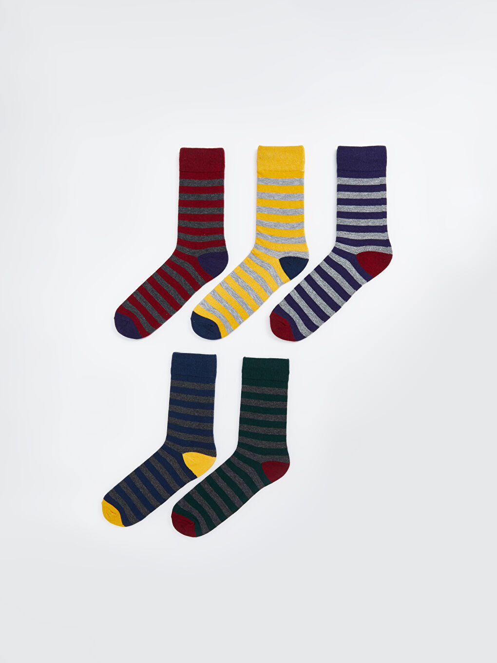 LCW ACCESSORIES Striped Men's Ankle Socks 5 Pack -W4EO24Z8-K00
