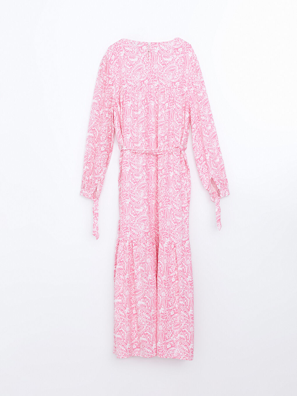 فستان نسائي زهري برقبة دائرية-5