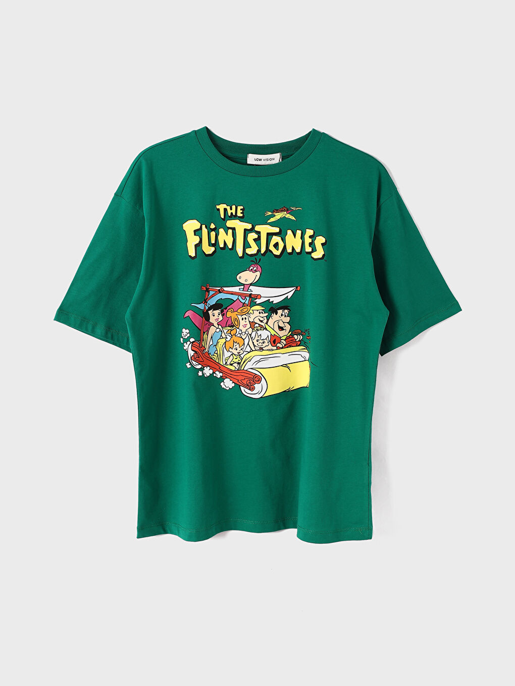 Crew Neck The Flintstones Printed Short Sleeve Oversize Women's T-Shirt