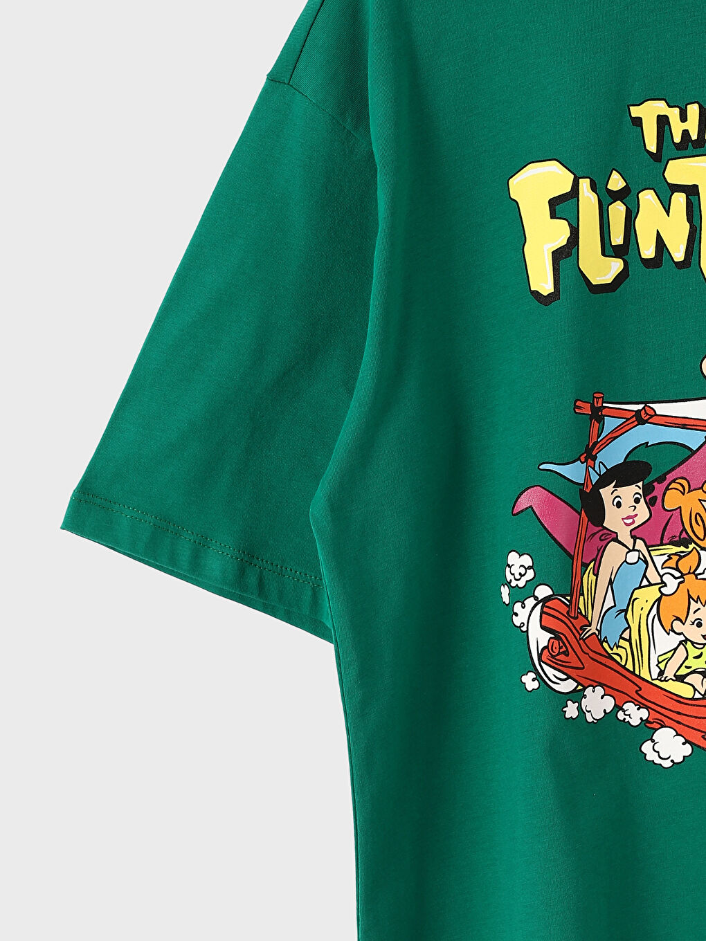 Crew Neck The Flintstones Printed Short Sleeve Oversize Women's T-Shirt-1