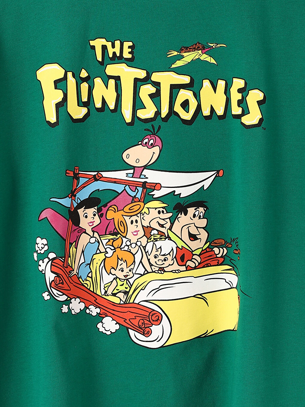 Crew Neck The Flintstones Printed Short Sleeve Oversize Women's T-Shirt-2