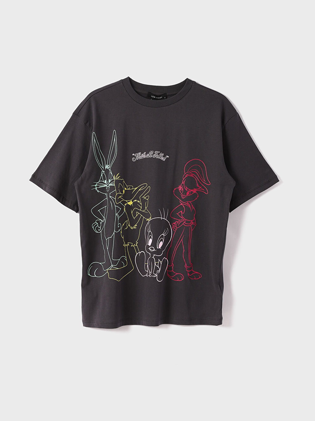 تي شيرت واسع كم قصير مطبوع ياقة دائرية للسيدات باغز باني