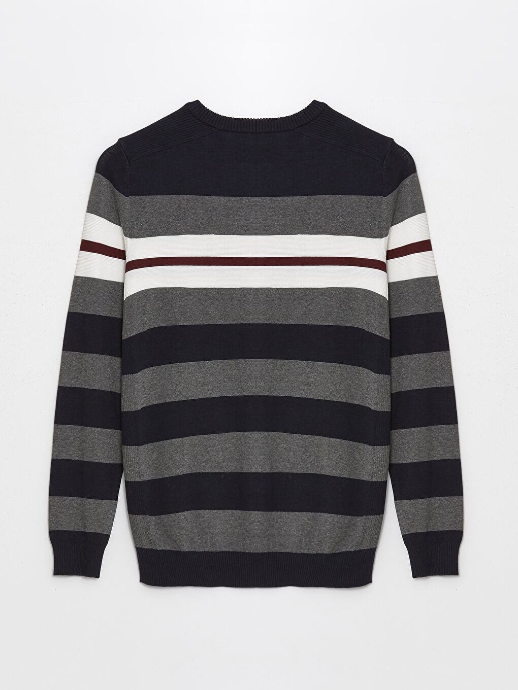 LCWAIKIKI Classic Crew Neck Long Sleeve Striped Men's Knitwear Sweater -W4EO62Z8-NOO