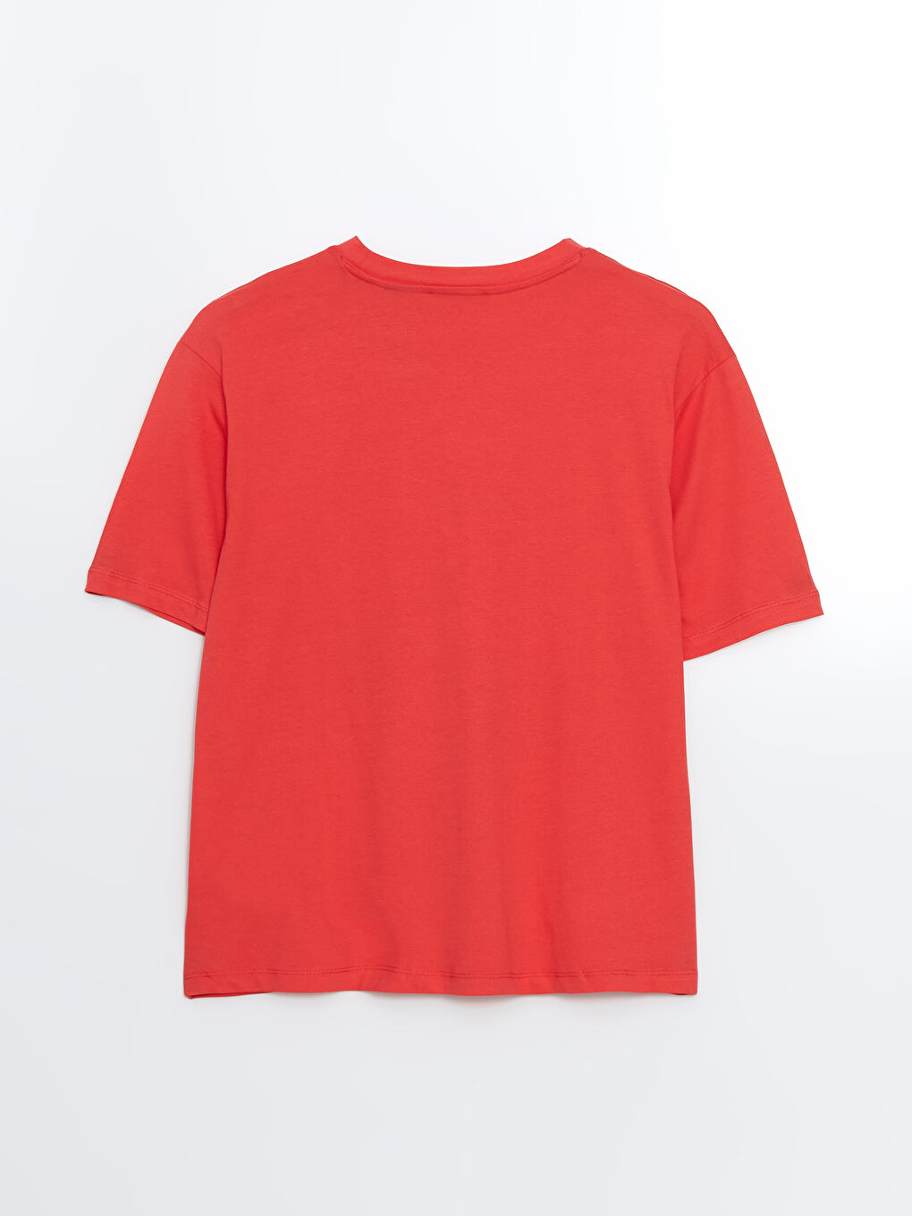 Kırmızı Mickey Mouse Baskılı Oversize Kadın Tişört-5