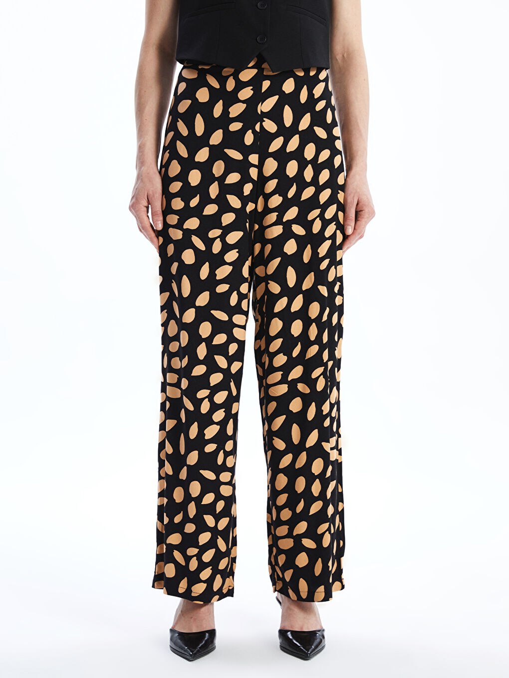 Elasticated Waist Patterned Women's Trousers-1