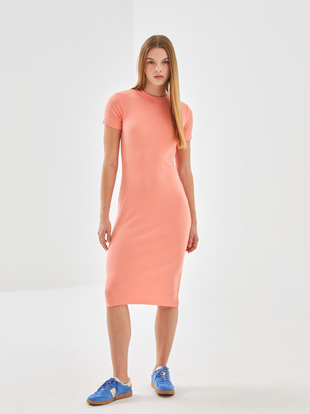 Robe Texturée à Col Rond pour Femmes