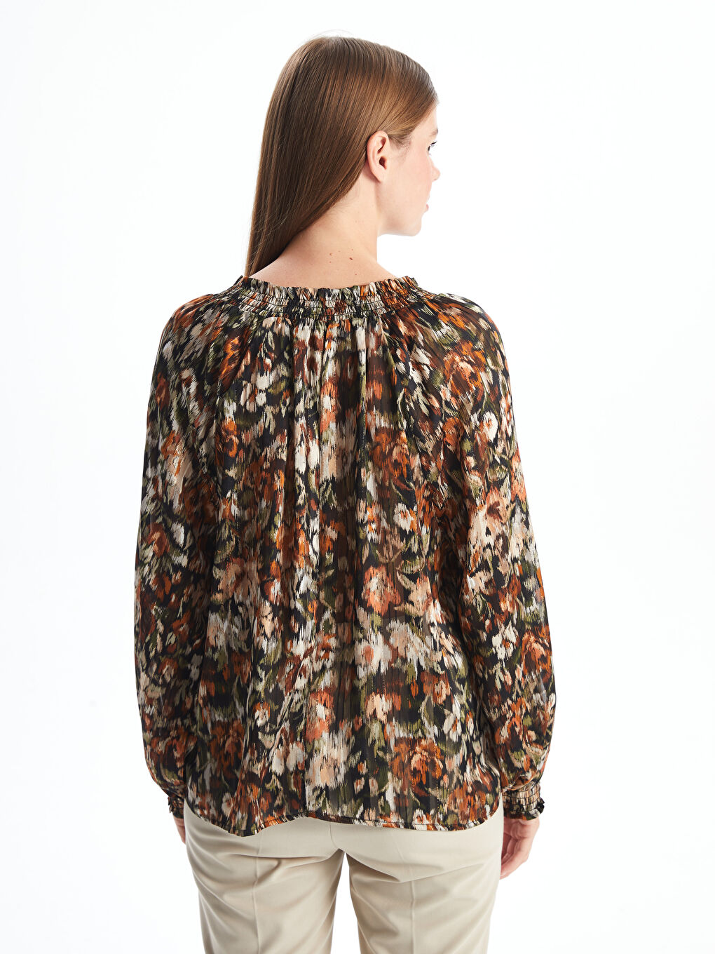 LCWAIKIKI Classic Tie Neck Patterned Women's Blouse -W4EP21Z8-F9C