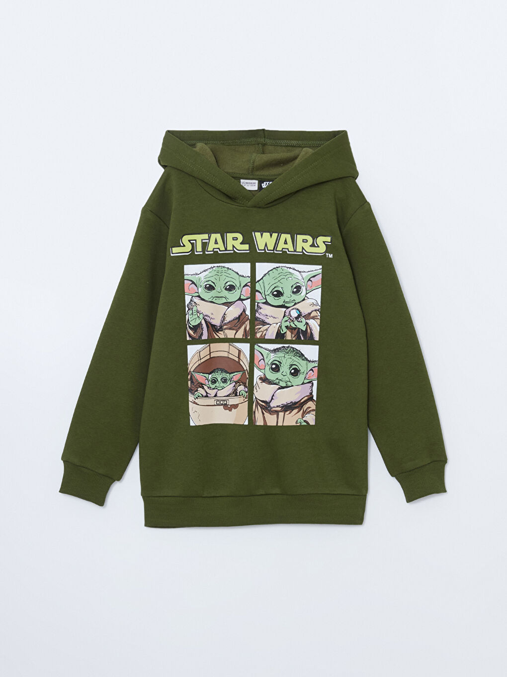 LCW Kids Yeşil Star Wars Baskılı Erkek Çocuk Kalın Sweatshirt