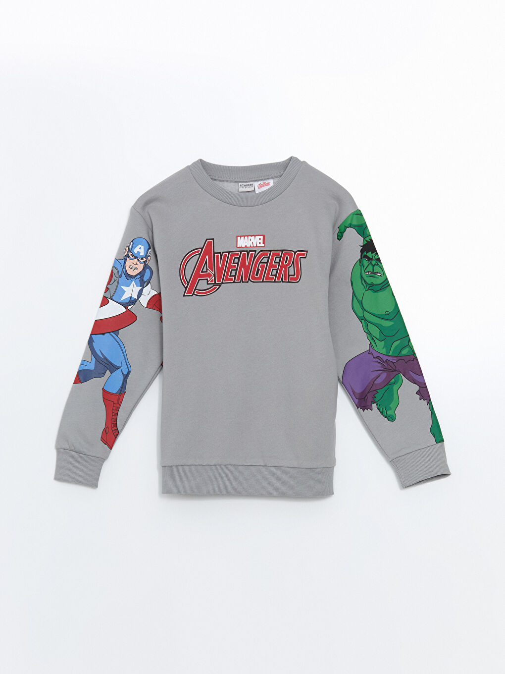 LCW Kids Gri Bisiklet Yaka Hulk Baskılı Erkek Çocuk Sweatshirt