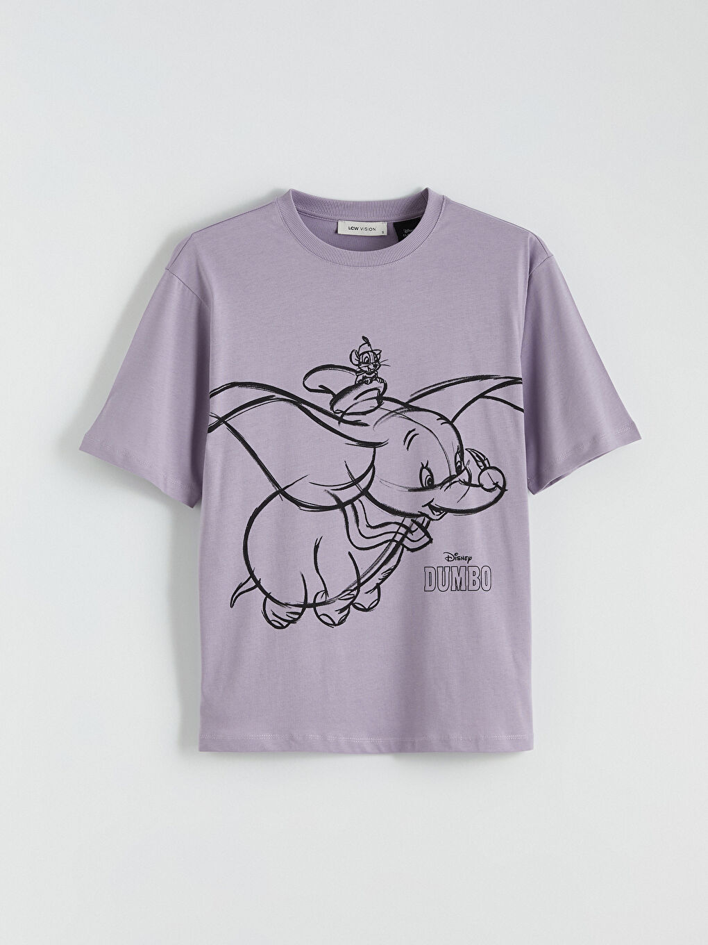 Lila Dumbo Baskılı Oversize Kadın Tişört-4