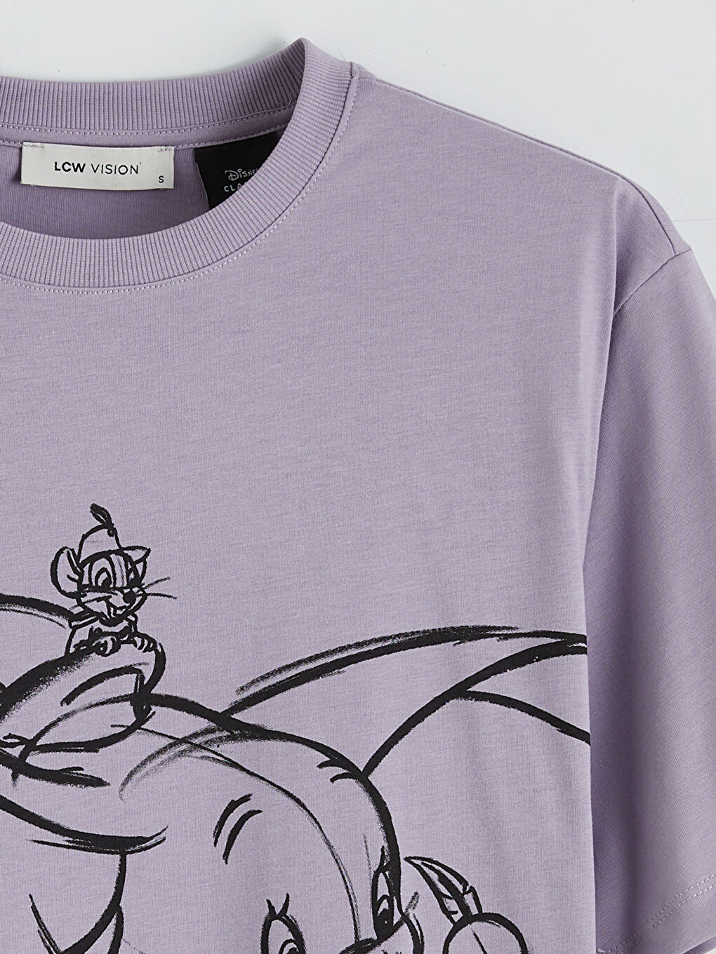 Lila Dumbo Baskılı Oversize Kadın Tişört-5