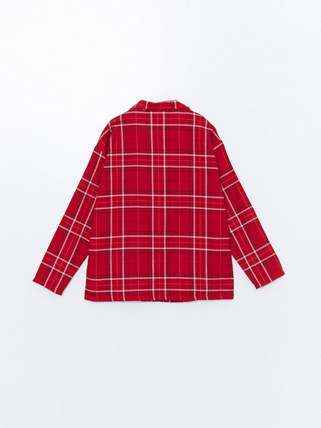 Kırmızı Gömlek Yaka Ekose Kadın Pijama Üstü-5