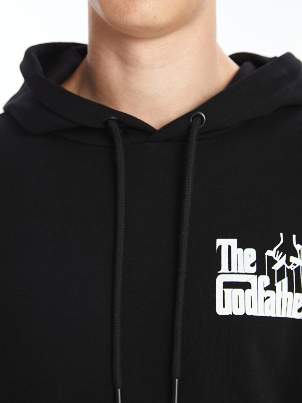 LCW Casual Yeni Siyah Uzun Kollu The Godfather Baskılı Erkek Hoodie - 2