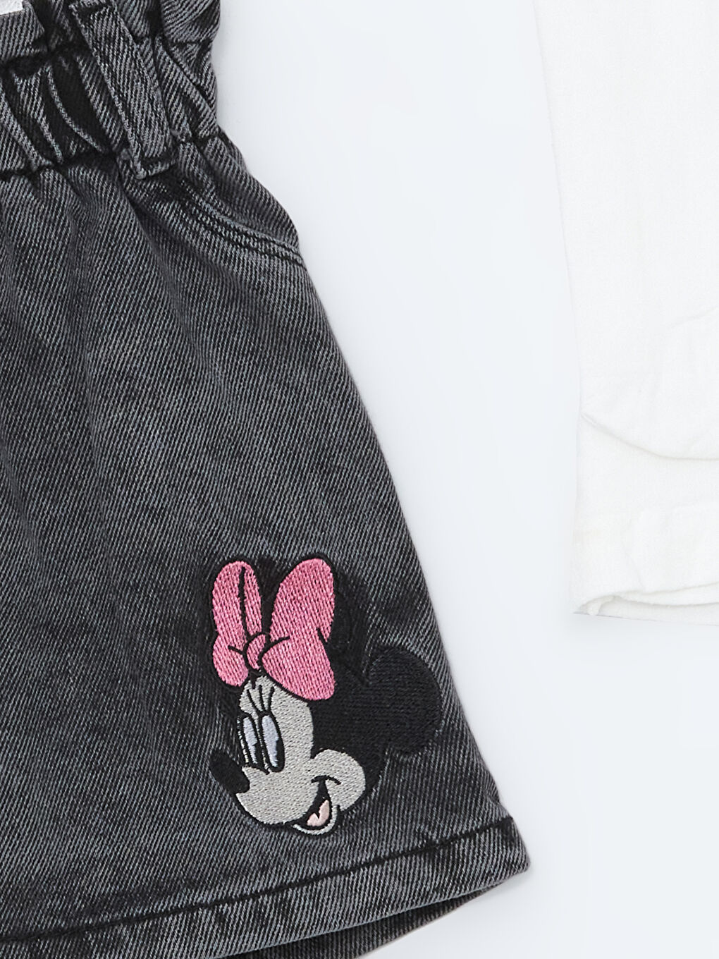 LCW Kids Siyah Asit Yıkamalı Beli Lastikli Minnie Mouse Baskılı Kız Bebek Jean Etek - 1