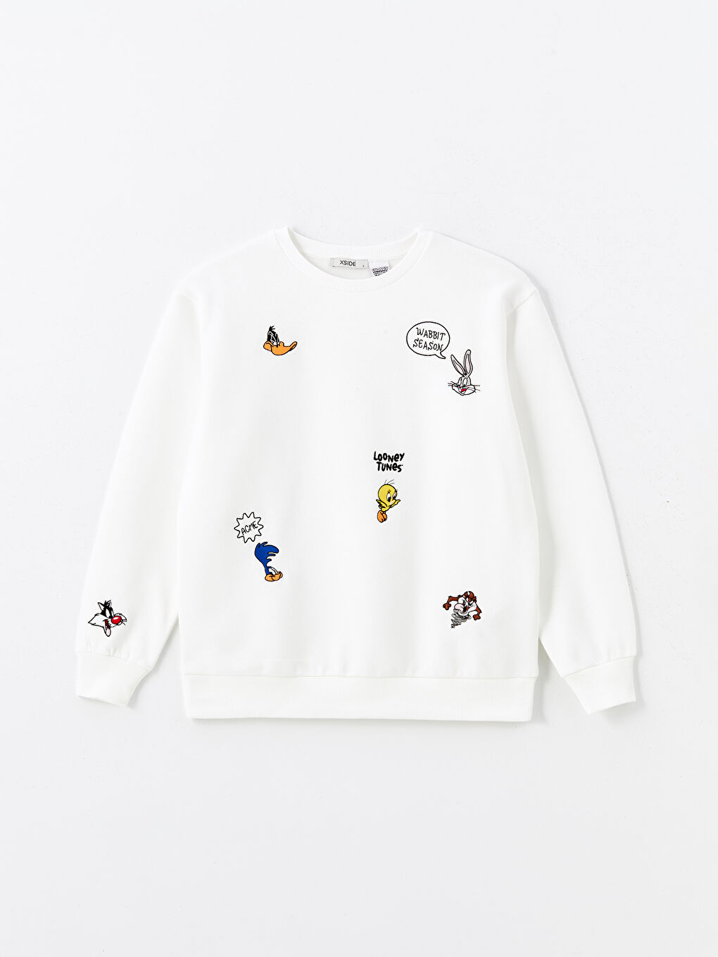 XSIDE Ekru Bisiklet Yaka Bugs Bunny Baskılı Oversize Kadın Kalın Sweatshirt - 4