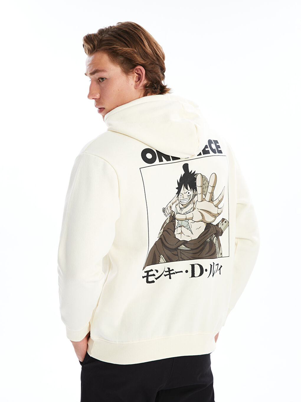 LCW Casual Uçuk Bej Uzun Kollu One Piece Baskılı Erkek Hoodie