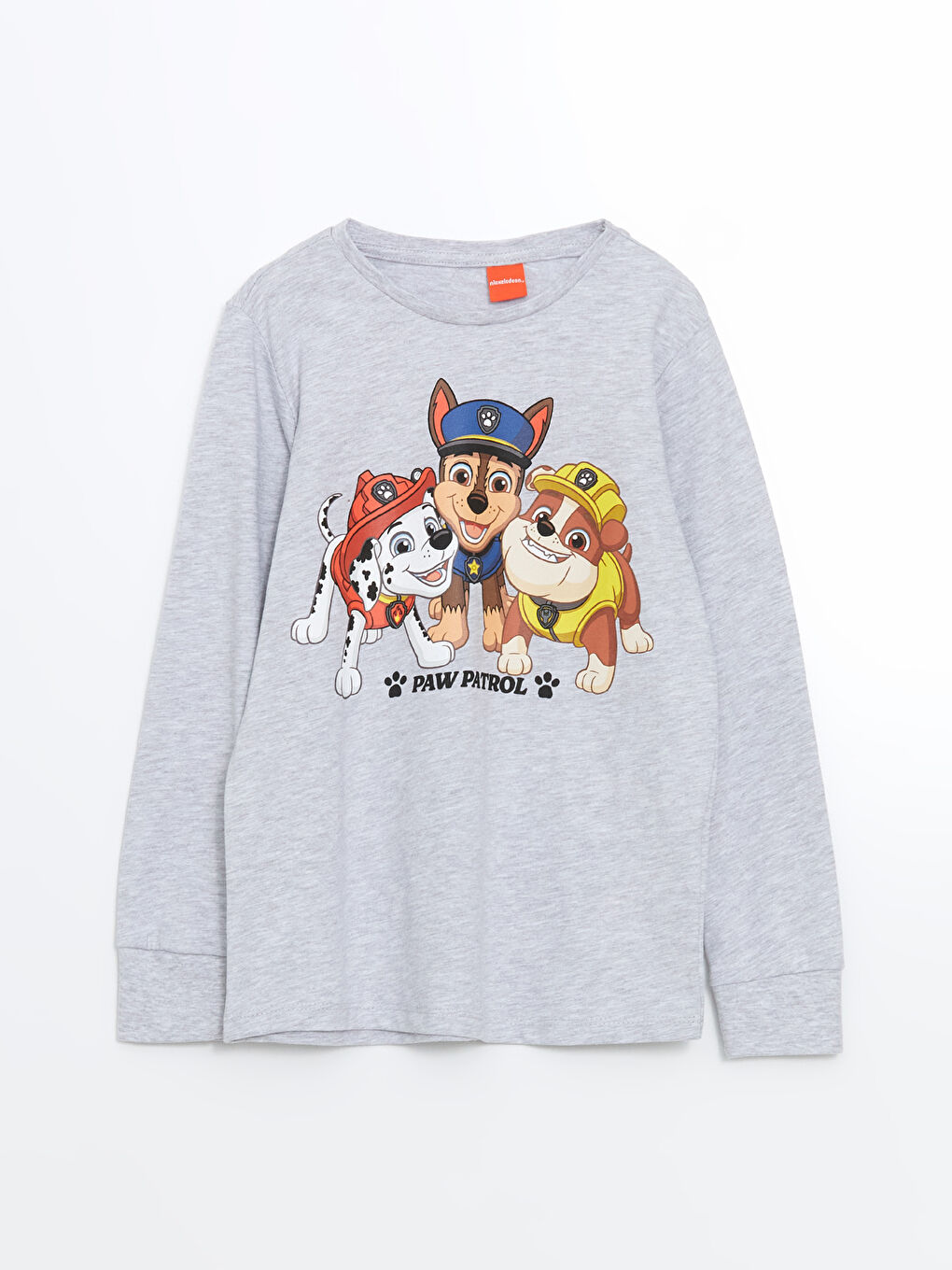 LCW DREAM Gri Bisiklet Yaka Paw Patrol Baskılı Erkek Çocuk Pijama Üst