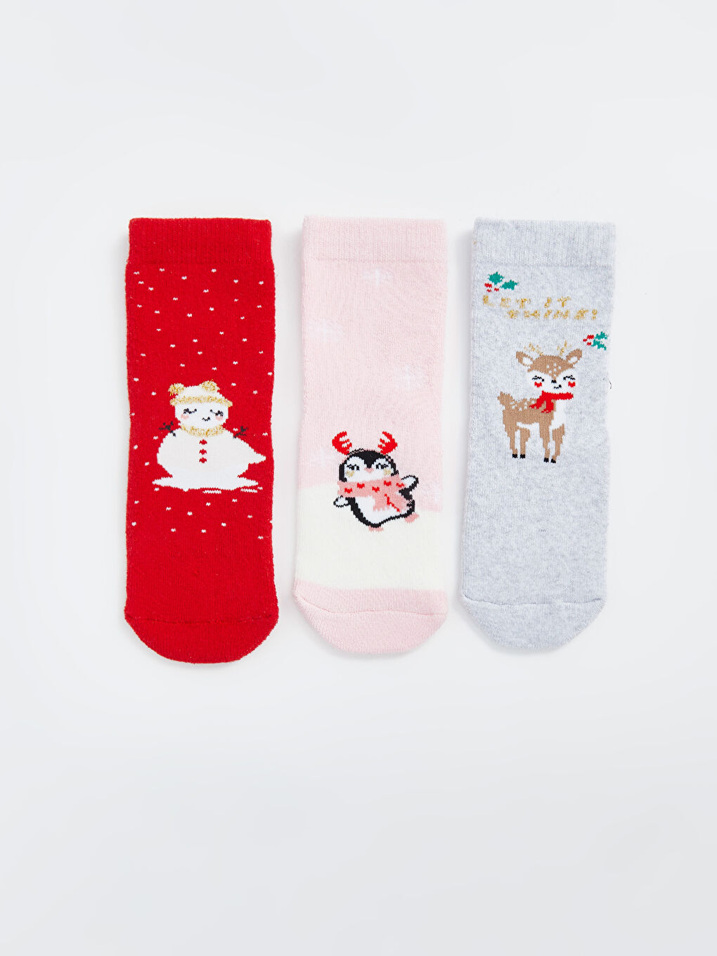 LCW Kids Christmas Themed Baby Girls' Ankle Socks 3-pack -W4EQ33Z1-HC3