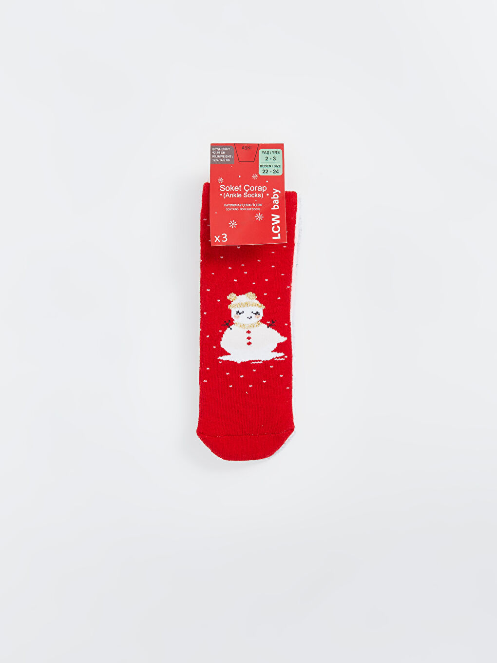 LCW Kids Christmas Themed Baby Girls' Ankle Socks 3-pack -W4EQ33Z1-HC3