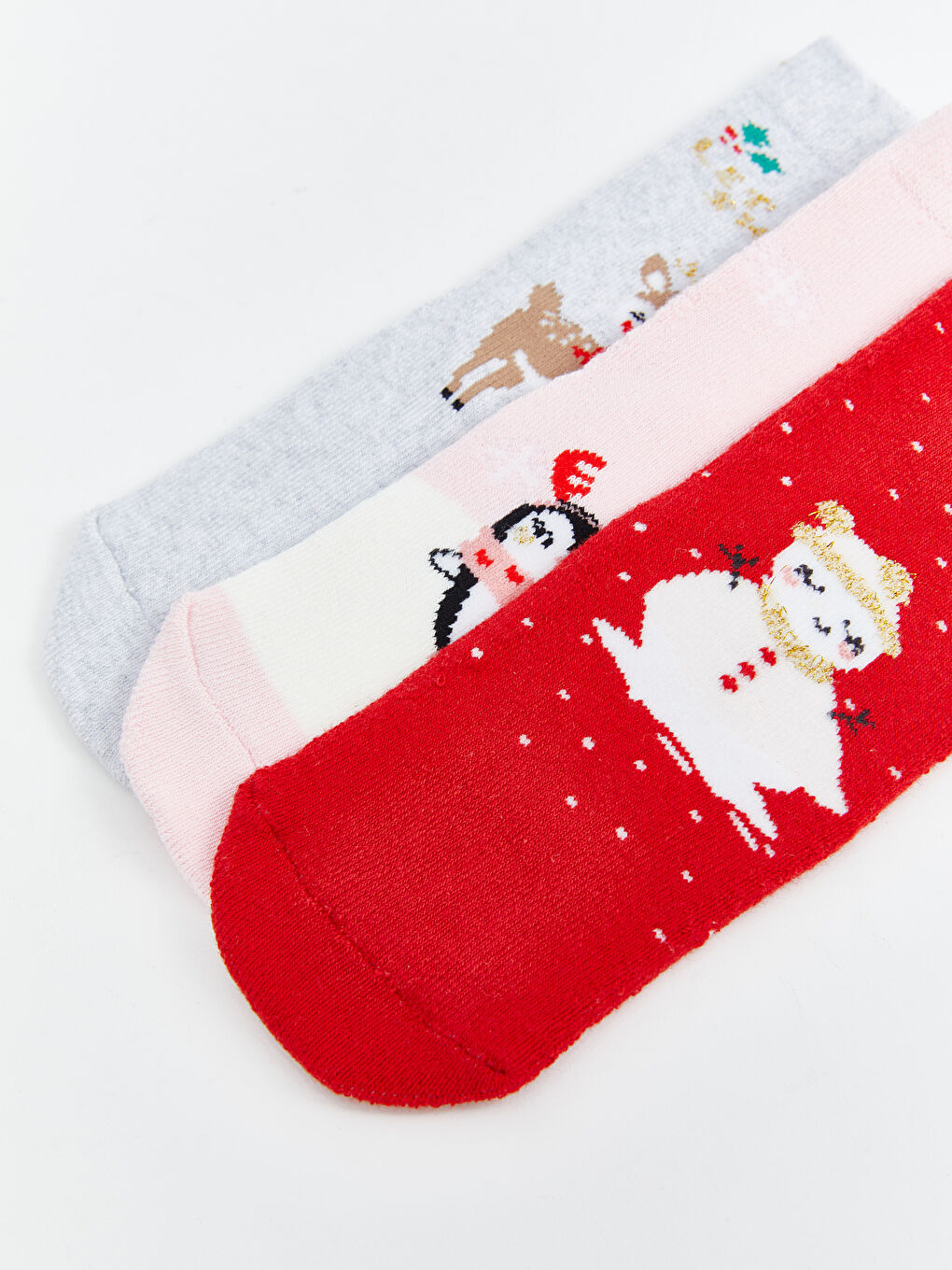 LCW Kids Christmas Themed Baby Girls' Ankle Socks 3-pack -W4EQ33Z1-HC3