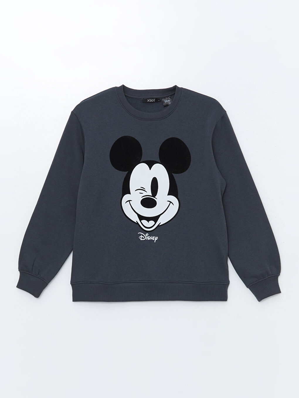 XSIDE Antrasit Bisiklet Yaka Mickey Mouse Baskılı Kadın Kalın Sweatshirt - 4