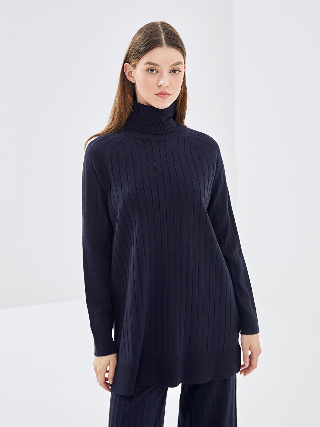 LCW Modest Turtleneck Plain Long Sleeve Women's Knitwear Tunic -W4EQ98Z8-YKF