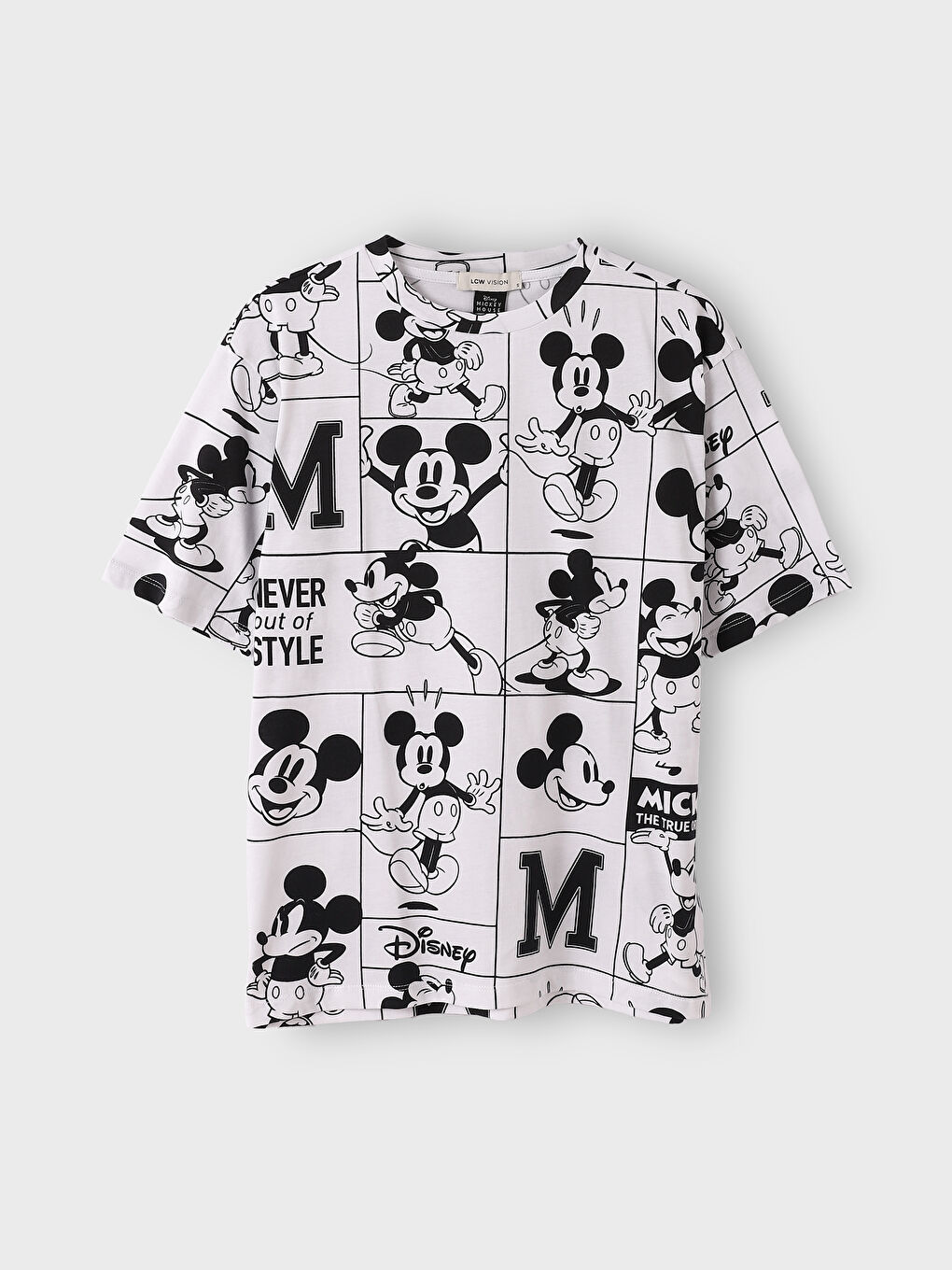 Crew Neck Mickey Mouse Printed Short Sleeve Women's T-Shirt