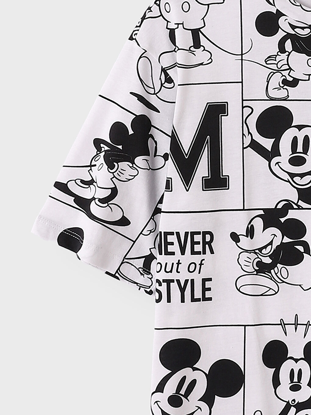 Crew Neck Mickey Mouse Printed Short Sleeve Women's T-Shirt-3