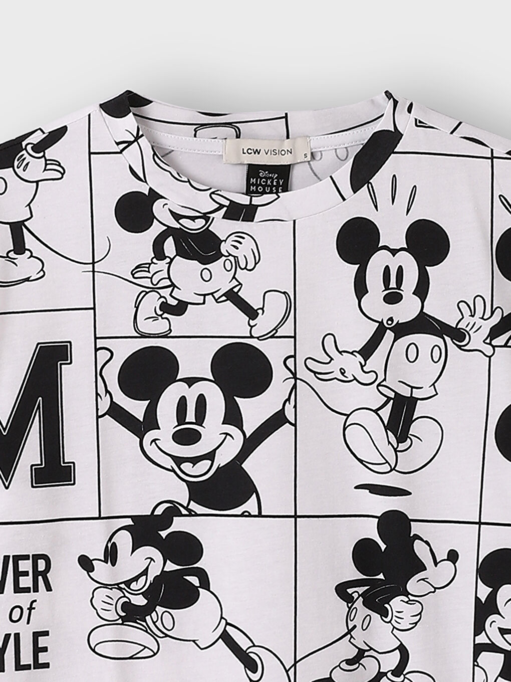 Crew Neck Mickey Mouse Printed Short Sleeve Women's T-Shirt-2