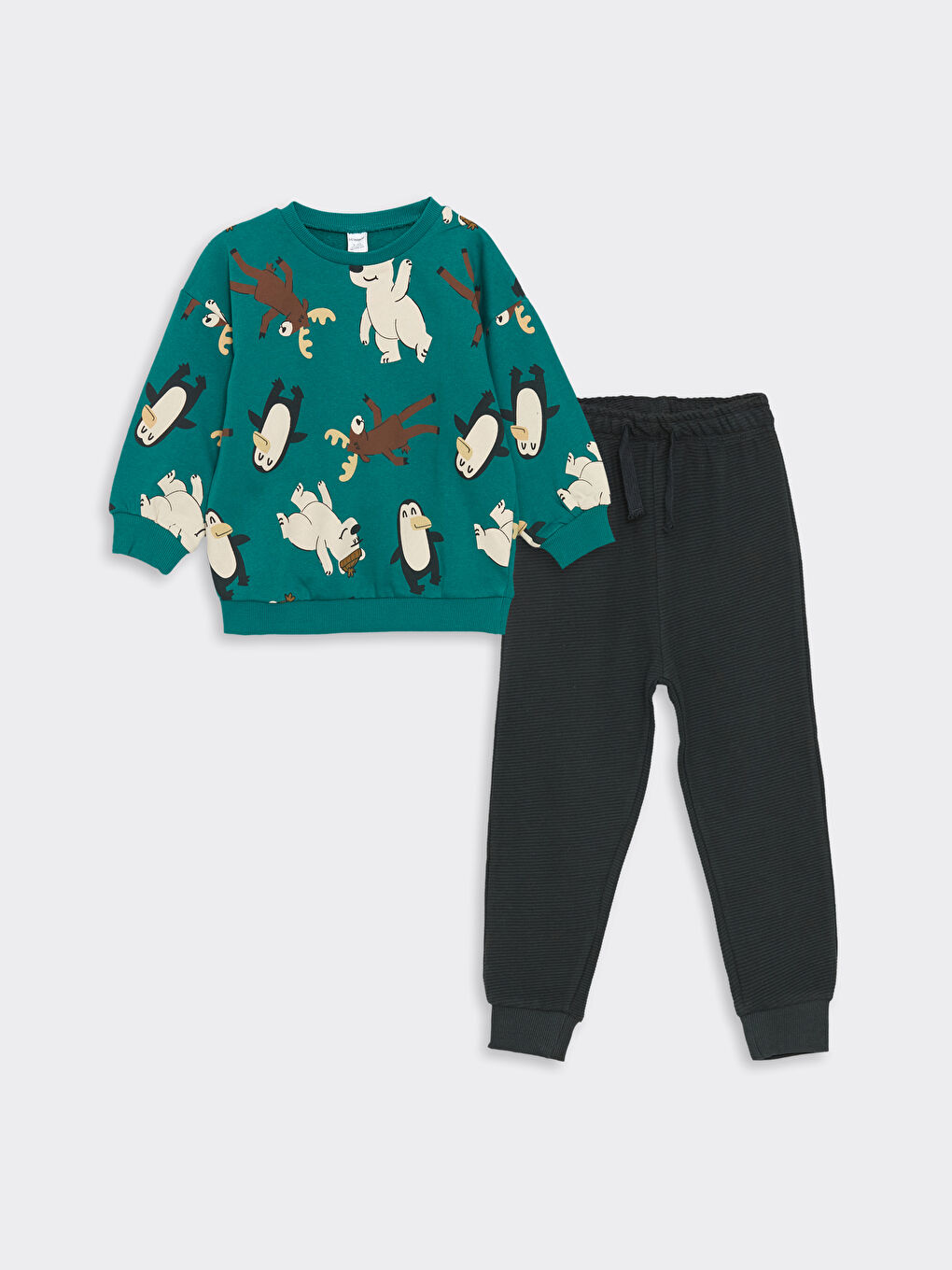 Crew Neck Baby Boy Sweatshirt and Tracksuit Bottom 2 Pack -W4ER76Z1-LRN