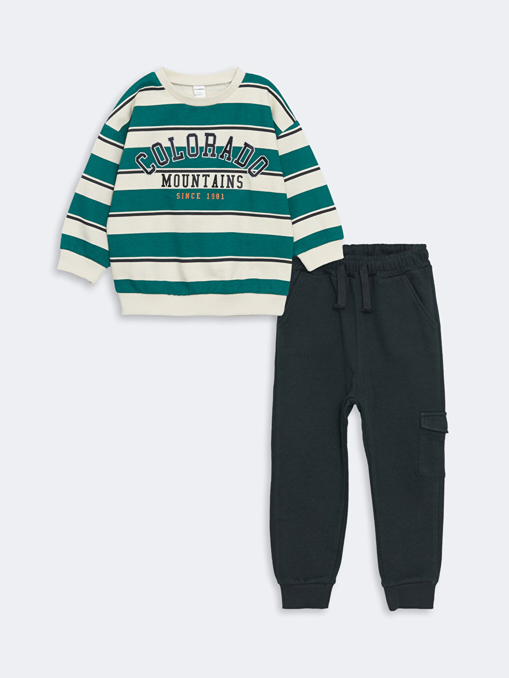 LCW Kids Ensemble Sweat-Shirt Col Rond et Pantalon de Survêtement Bébé Garçon, Lot de 2 -W4ER83Z1-LE4