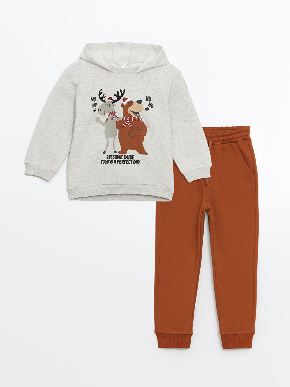 LCW Kids Beyaz Kapüşonlu Erkek Çocuk Sweatshirt ve Eşofman Alt 2'li