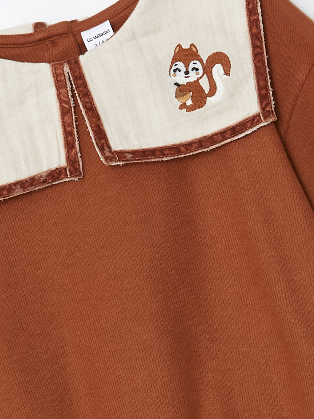 Square Collar Embroidered Girls' Sweatshirt -W4ES01Z1-H1P