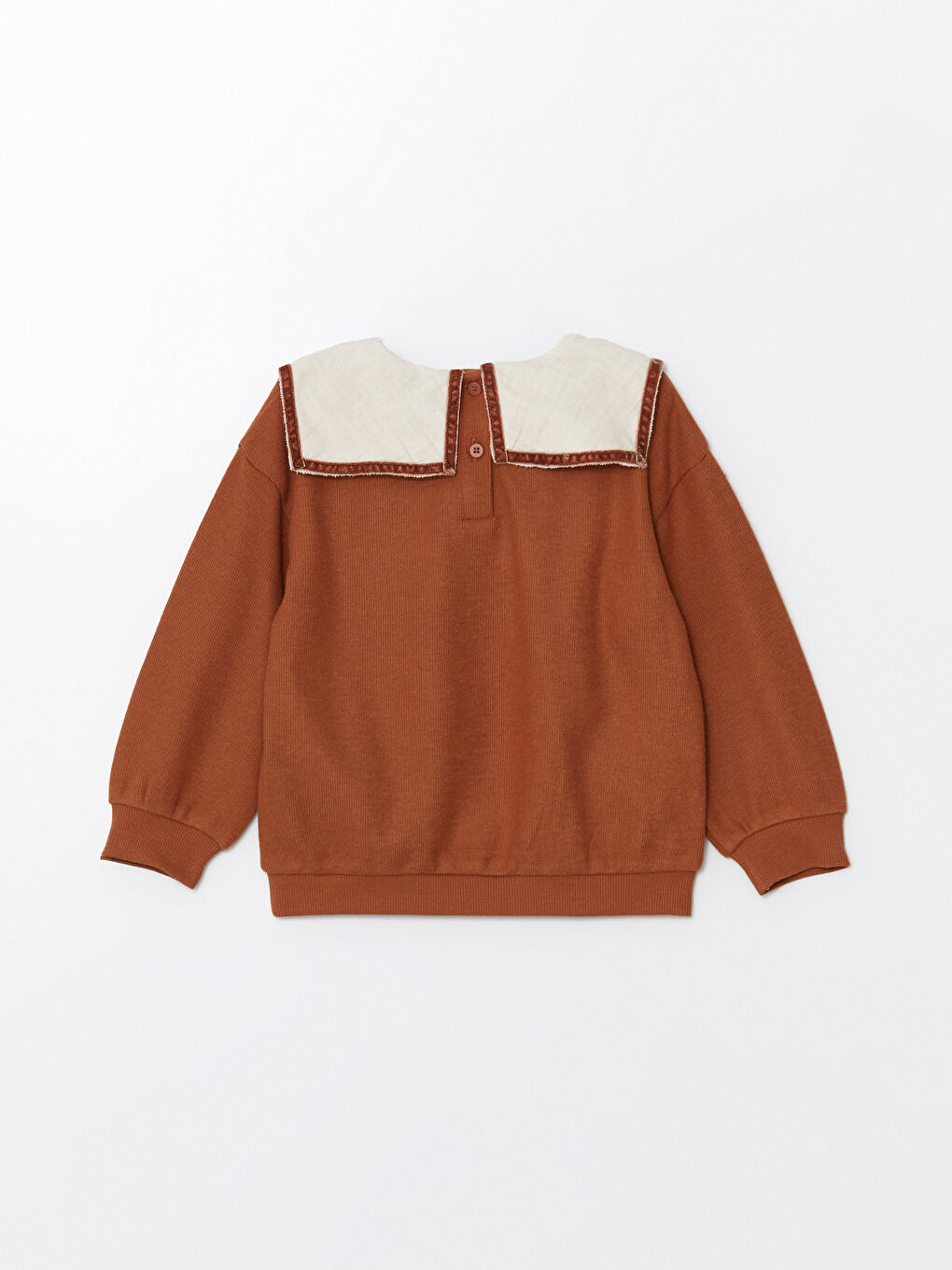 Square Collar Embroidered Girls' Sweatshirt -W4ES01Z1-H1P