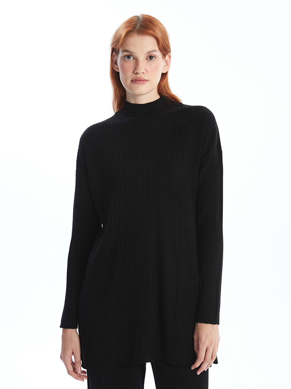 Funnel Neck Women's Knitwear Tunic -W4ES04Z8-RQL
