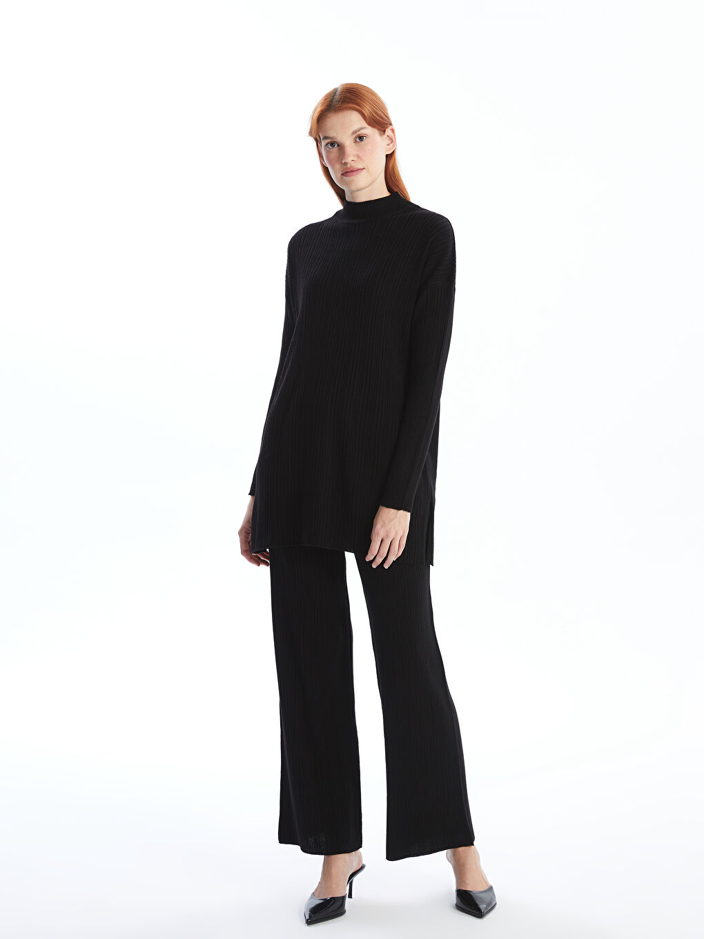 Funnel Neck Women's Knitwear Tunic -W4ES04Z8-RQL