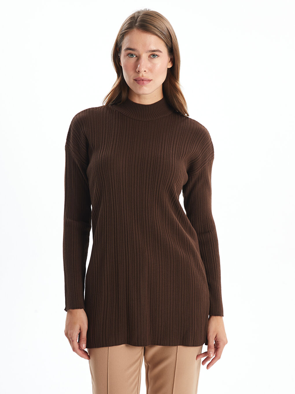 LCW Modest Funnel Neck Women's Knitwear Tunic -W4ES04Z8-YFQ