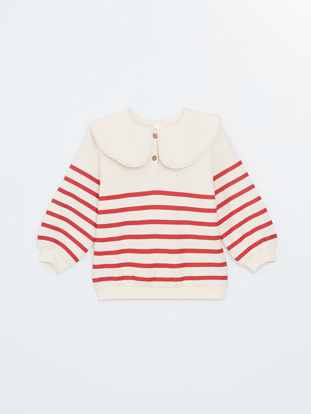 LCW Kids Суитшърт с яка Питър Пан на райета за момичета -W4ES12Z1-FDP