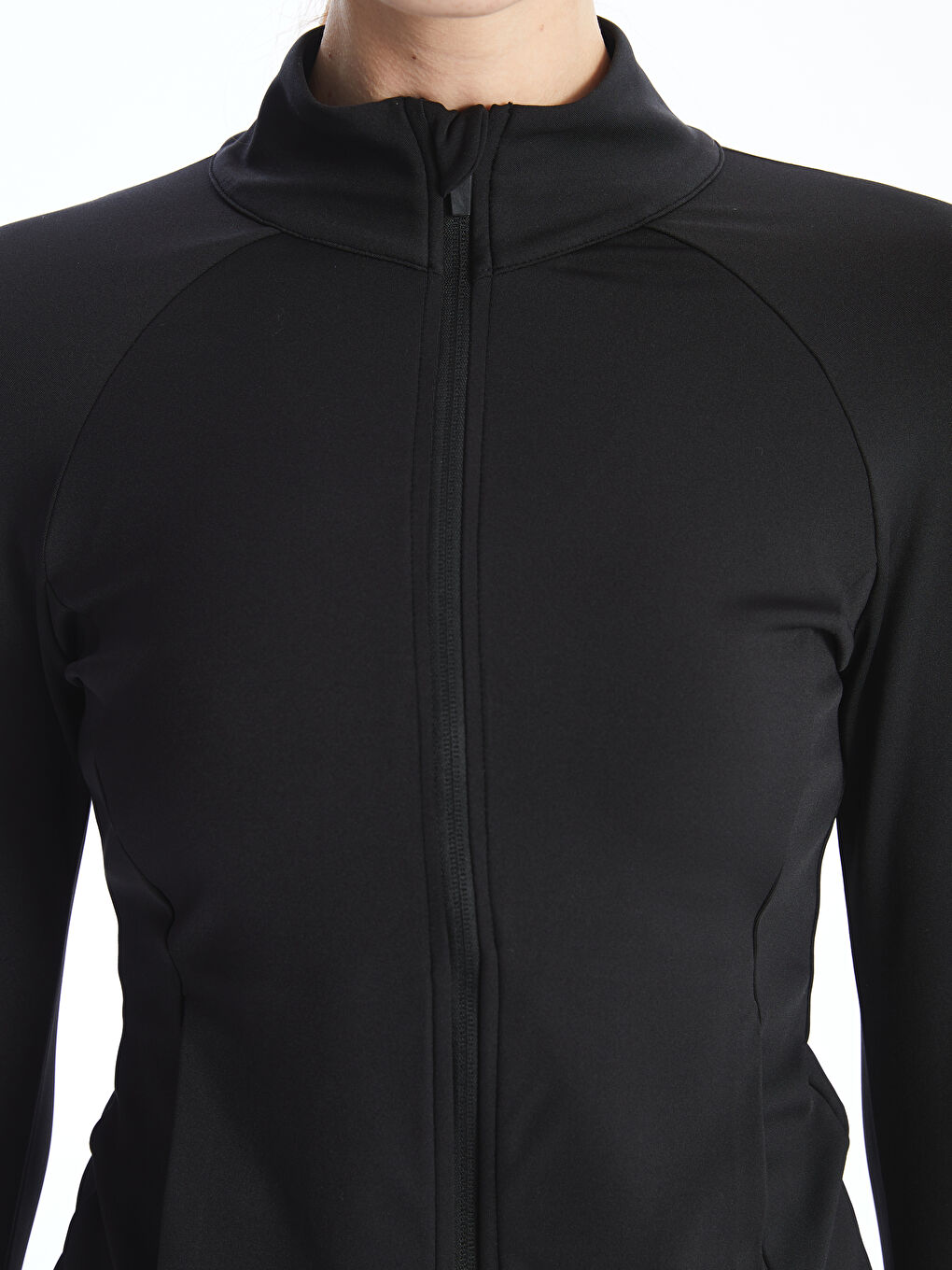 XSIDE ACTIVE Yeni Siyah Kadın Dik Yaka Düz Fermuarlı Sweatshirt - 2