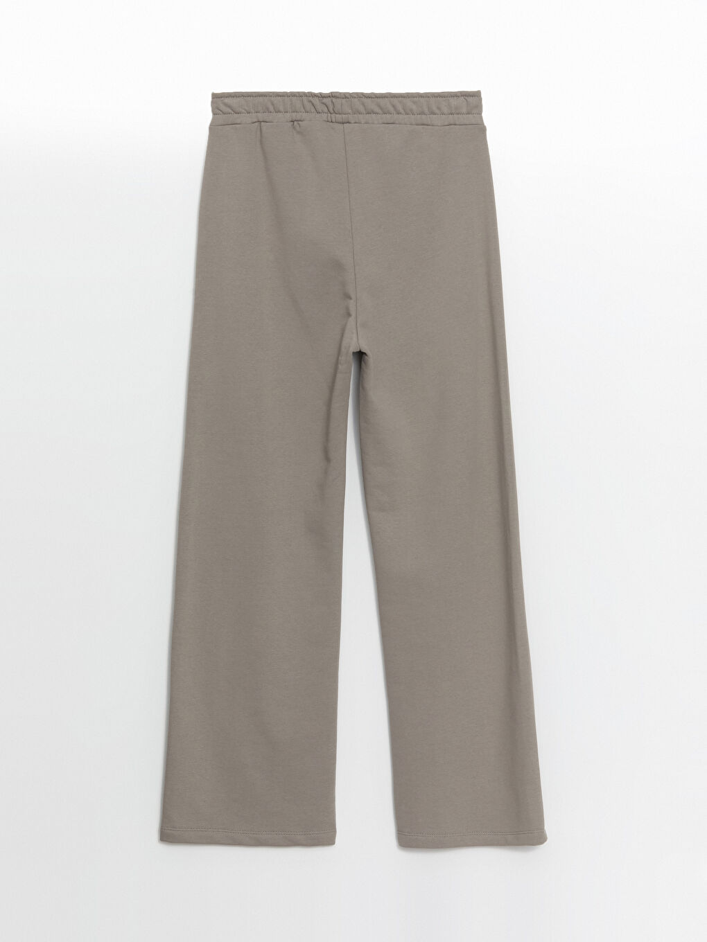 Gri Beli Lastikli Düz Geniş Paça Kadın Eşofman Altı-6